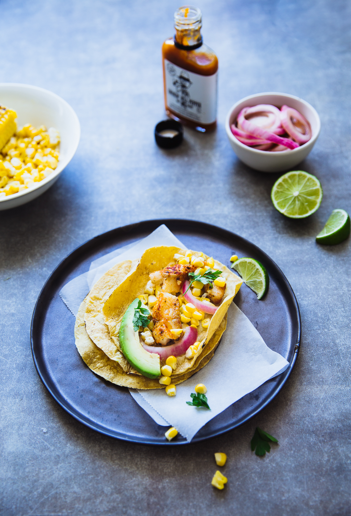 Fish tacos with grilled corn and avocado | The All-Day Kitchen